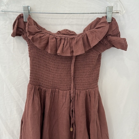 FREE PEOPLE Lush Life Linen Strapless Midi Dress - Antique Oak size xs - Picture 3 of 7